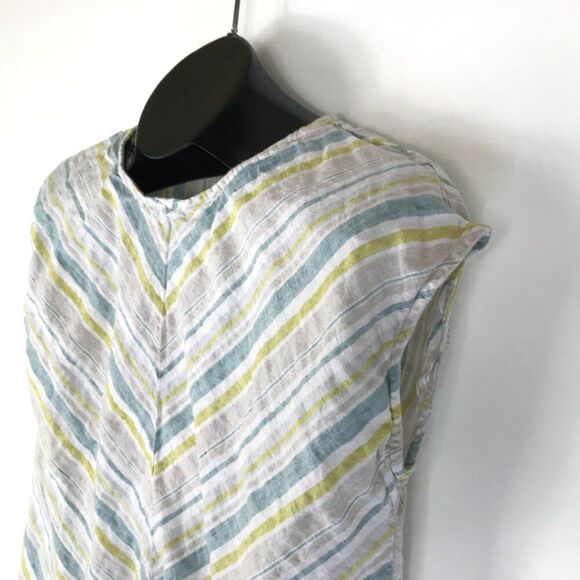 Coldwater Creek Striped 100% Linen Top Women's Petite Medium Casual Summer Woven - Picture 4 of 11